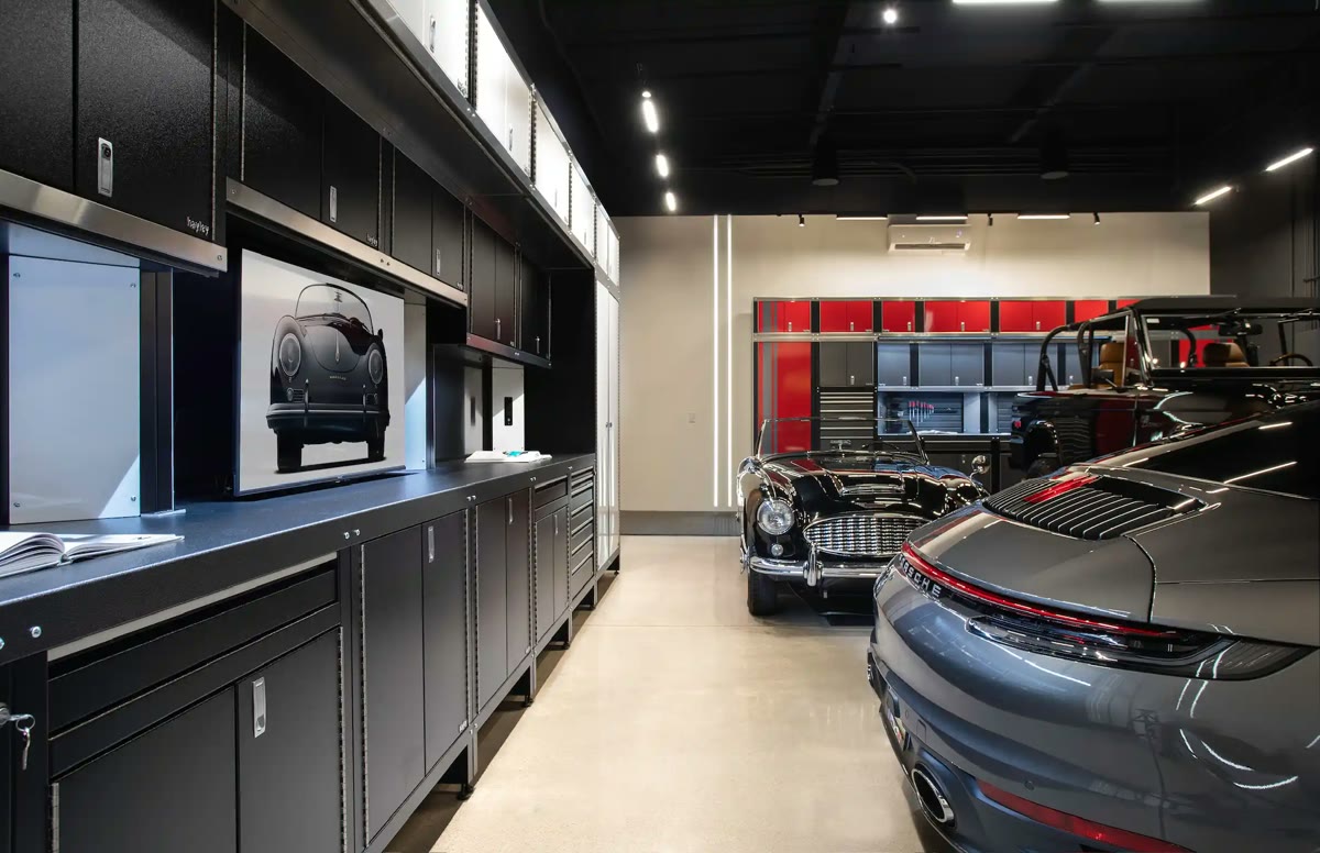 Toy Cave Garages luxury showroom with exotic cars Houston